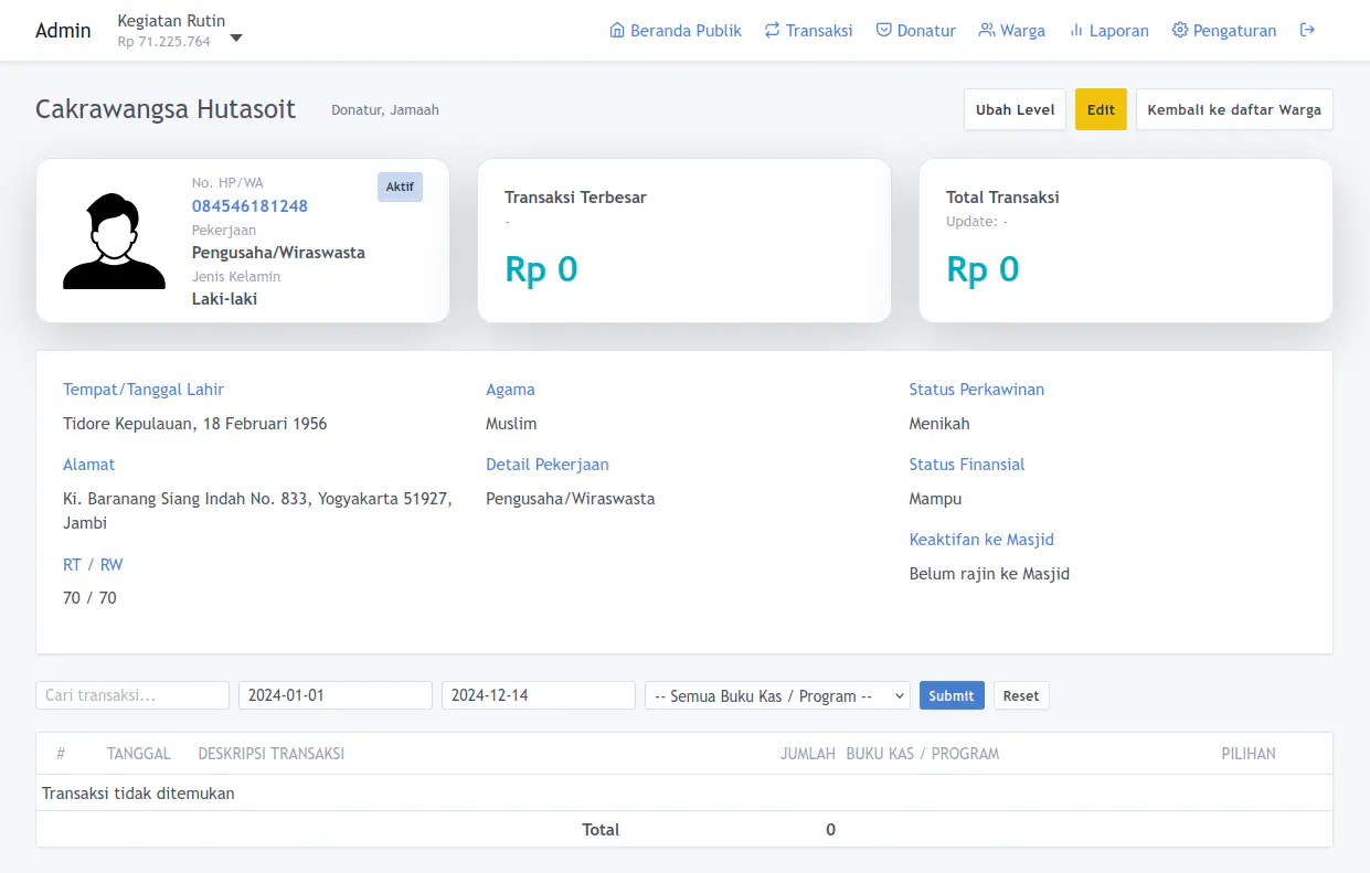 Data Detail Warga