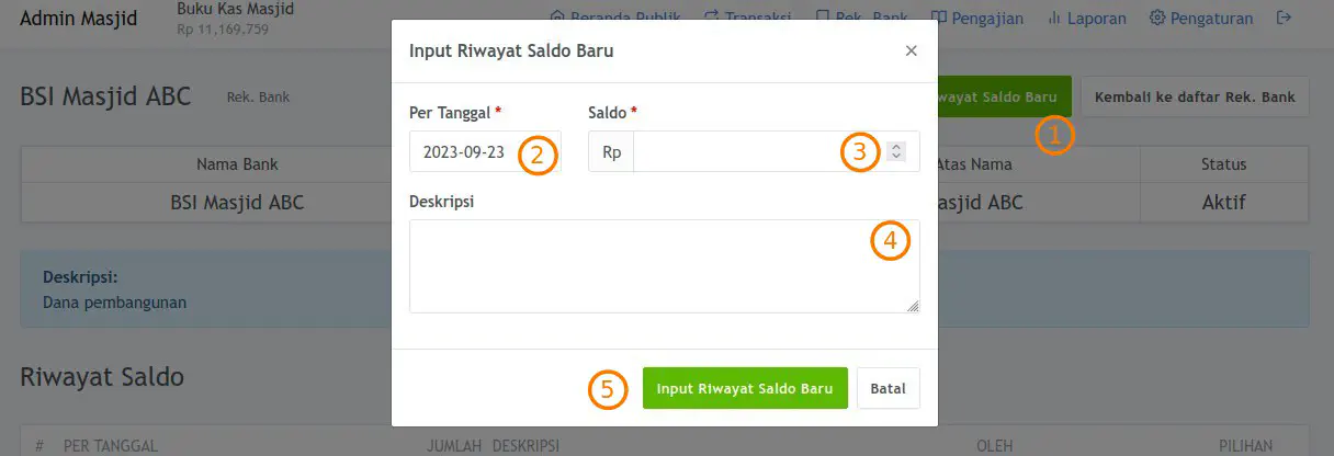 Input Riwayat Saldo